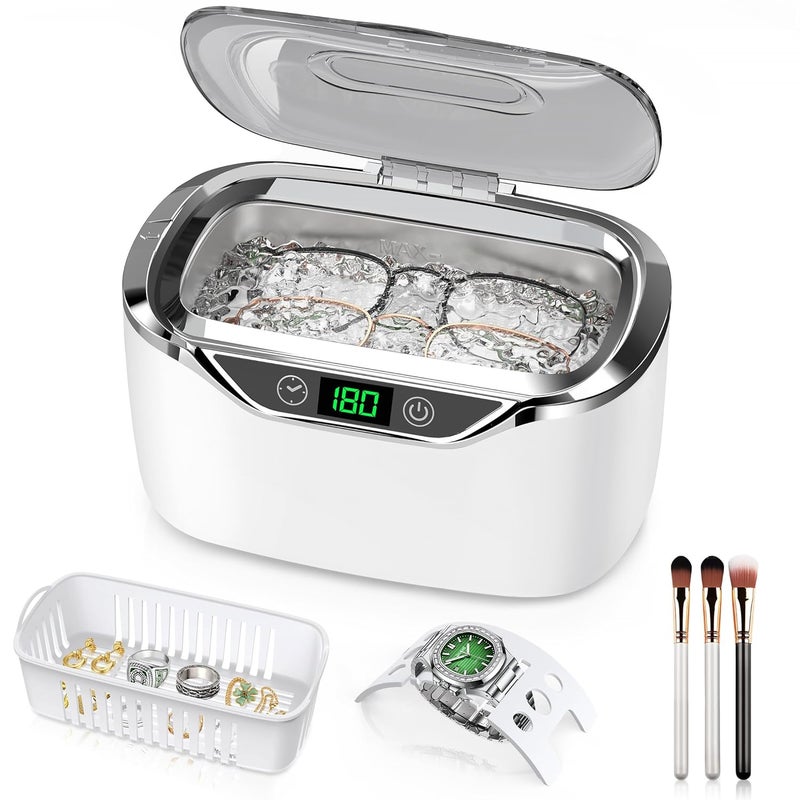 ByteRoll Ultrasonic Jewelry Cleaner, 24oz (700ml) Ultrasonic Cleaner with 48kHz High-Frequency, 5 Cleaning Modes, 304 Stainless Steel Tank, for Jewelry, Eyeglasses, Dentures, Coins, Watch Bands, Ring - Image 1